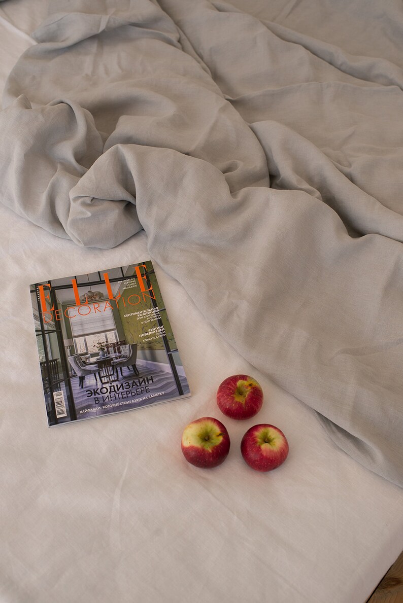 Light Gray Linen Duvet Cover in Twin Double Queen King Etsy