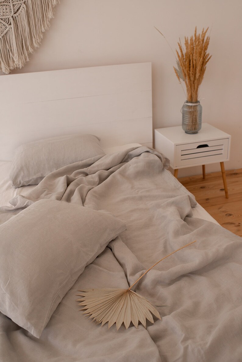 Light Gray Linen Duvet Cover in Twin Double Queen King Etsy