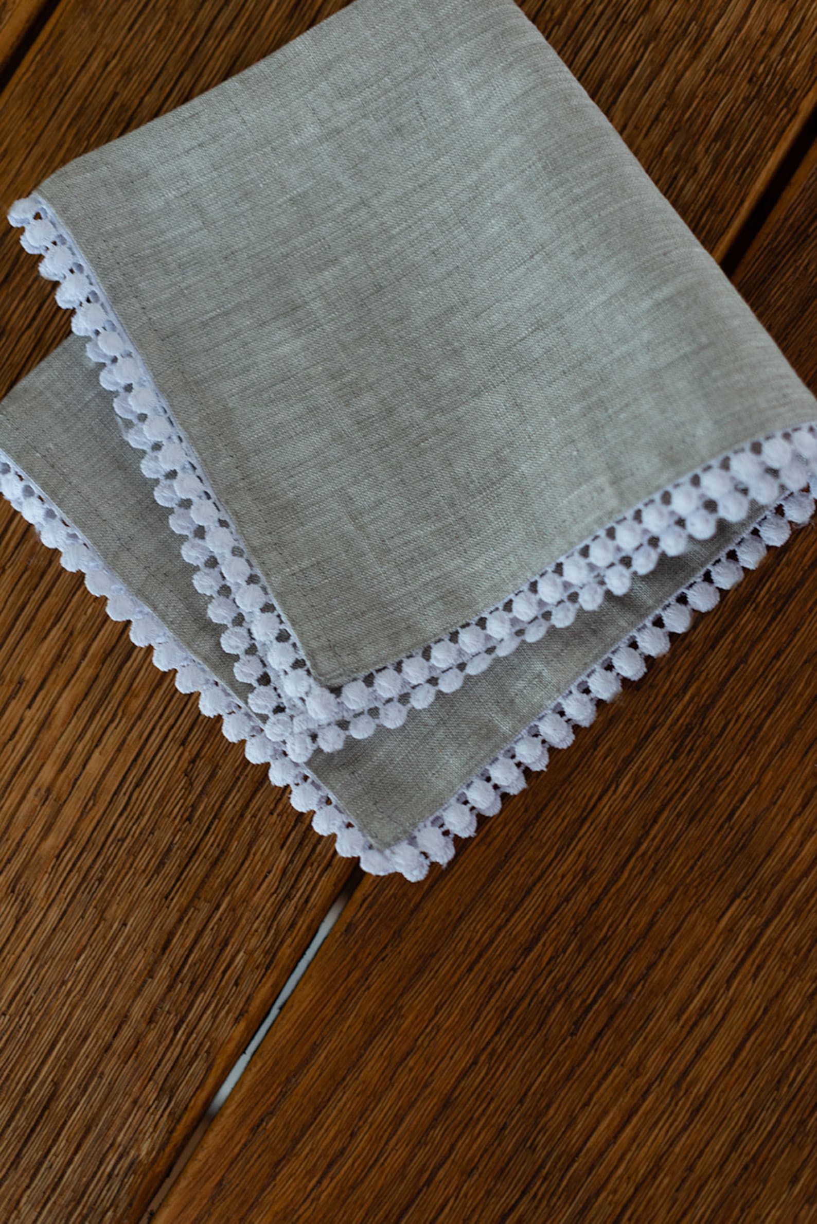Linen Napkins 12x12 With Pom Pom Trim. Set of 2 Linen Etsy