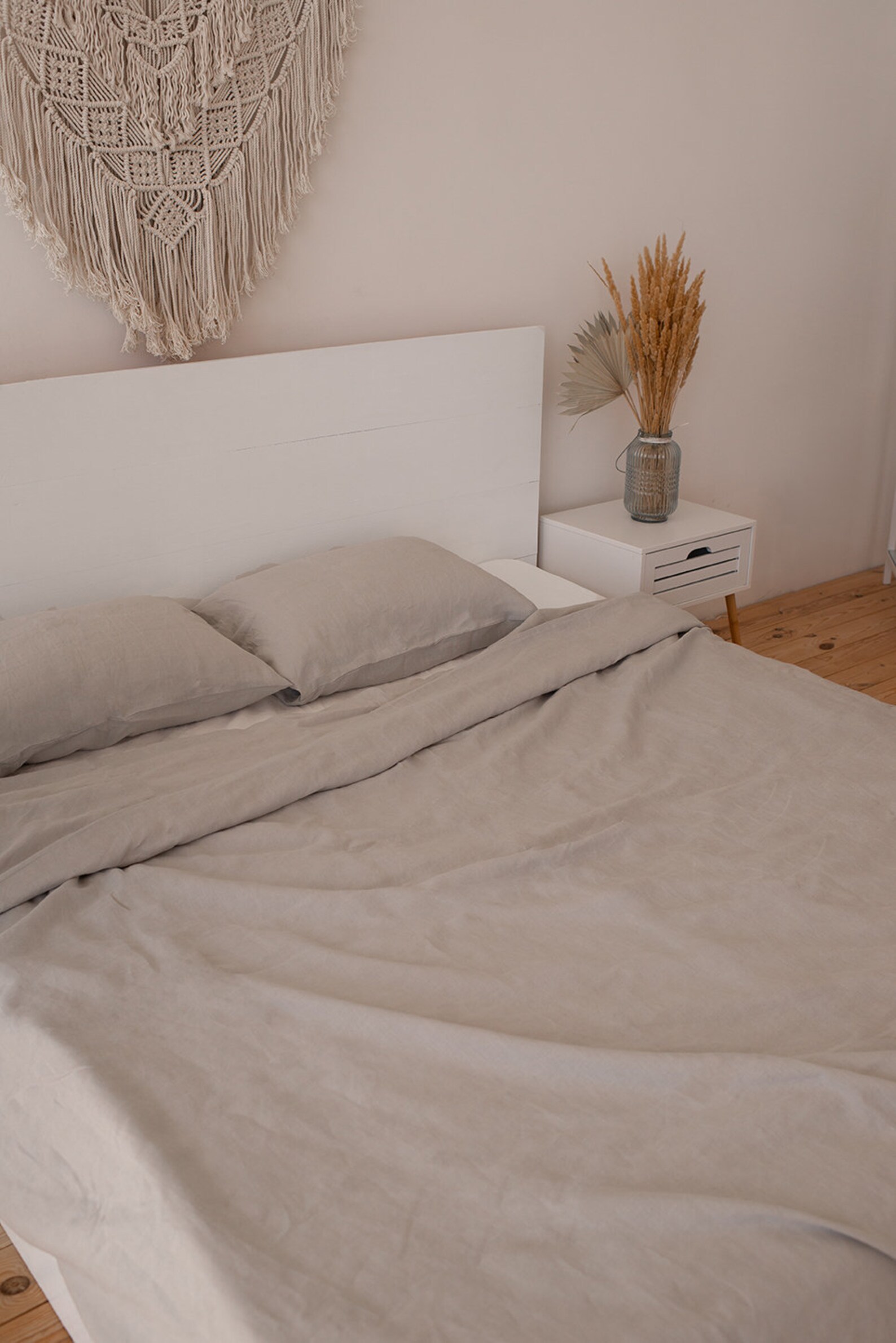 Light Gray Linen Duvet Cover in Twin Double Queen King Etsy