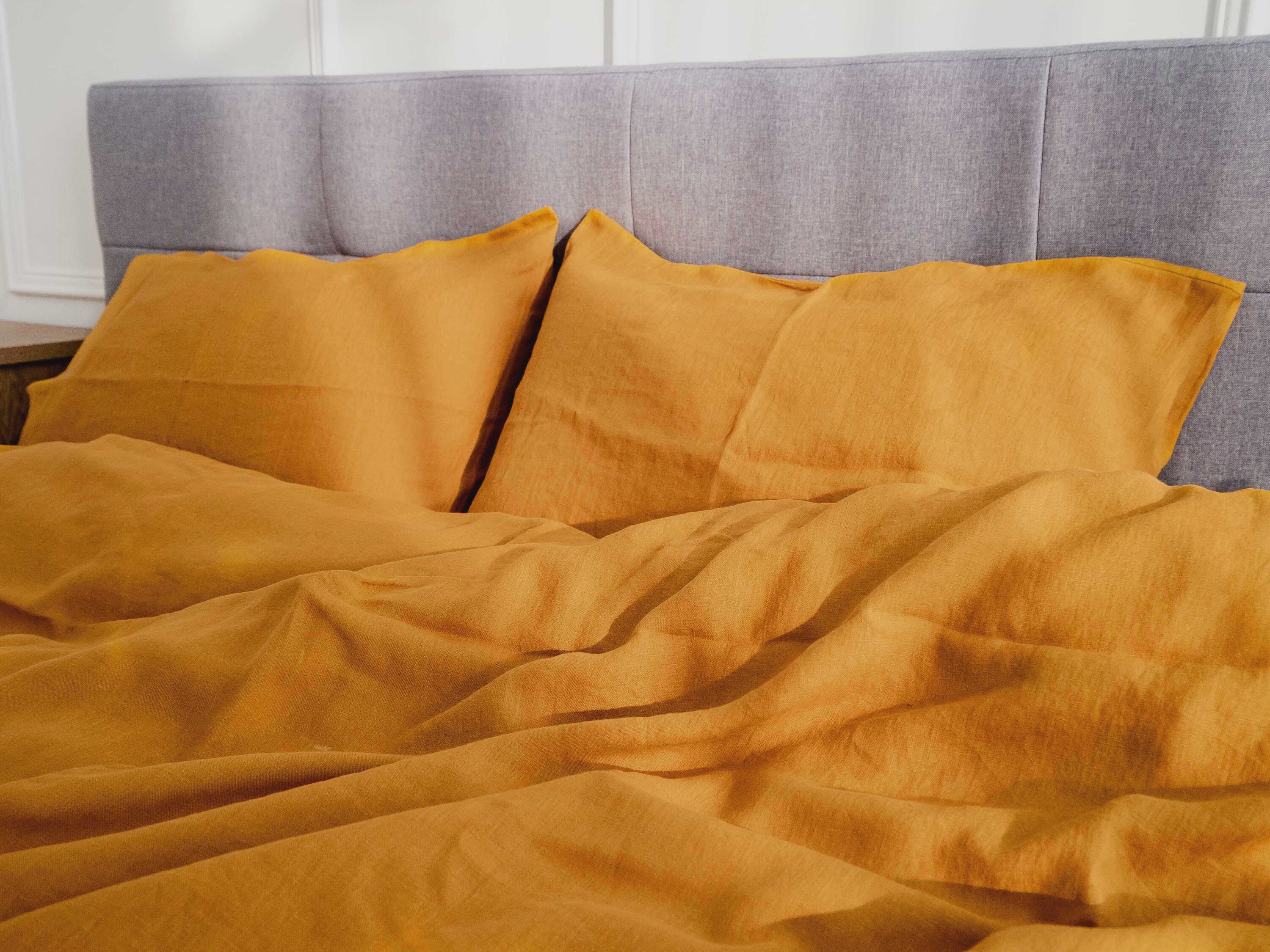 Turmeric Linen Sheet Set Linen Bedding Set Linen Flat Etsy