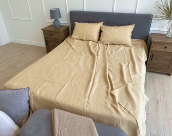Linen flat sheet in Caramel / Linen flat sheet / Queen flat sheet / King linen sheet / Twin Linen Flat Sheet / Organic linen sheet