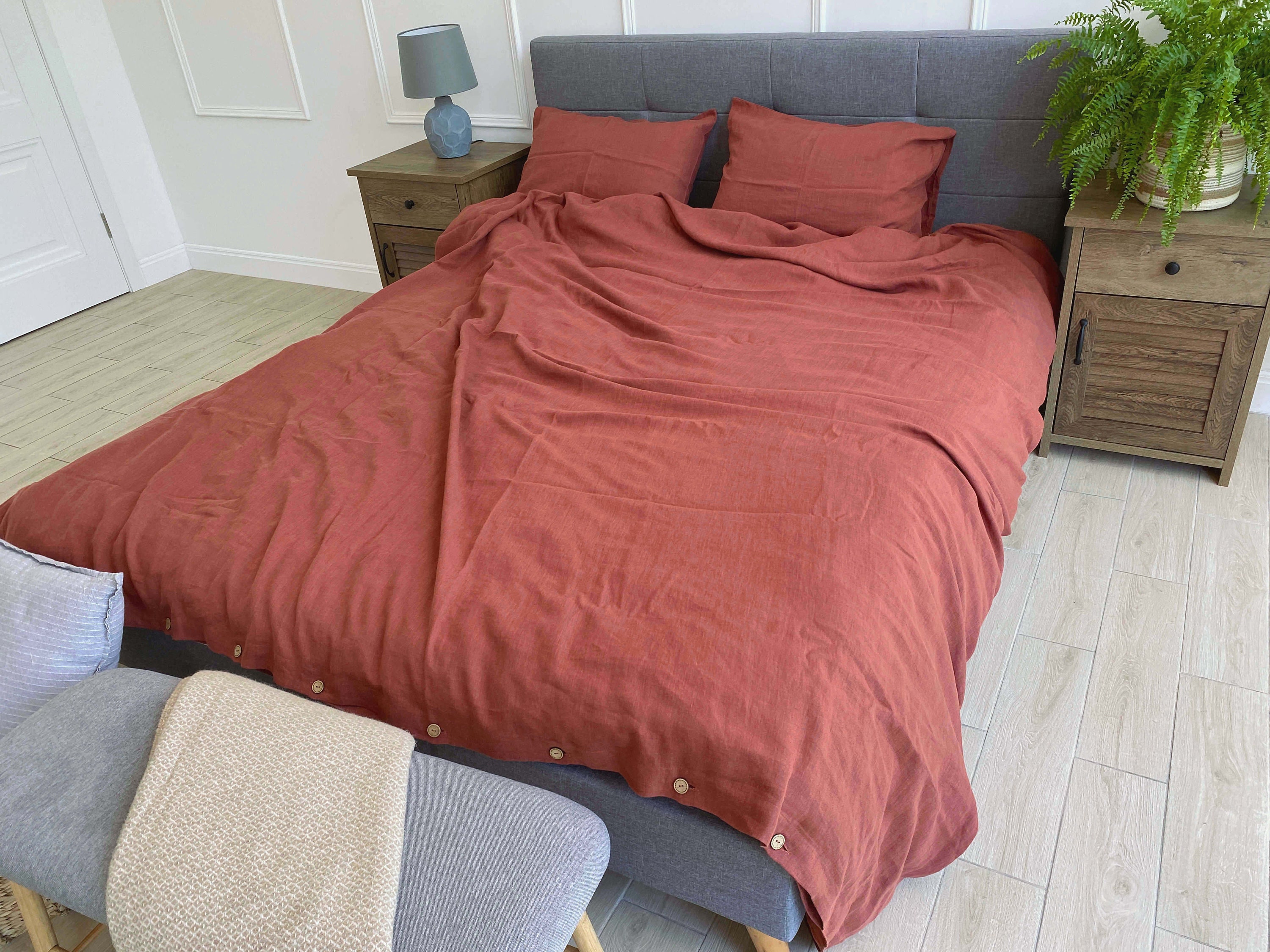Linen Flat Sheet in Dark Terracotta / Terracotta Flat Sheet / Etsy UK
