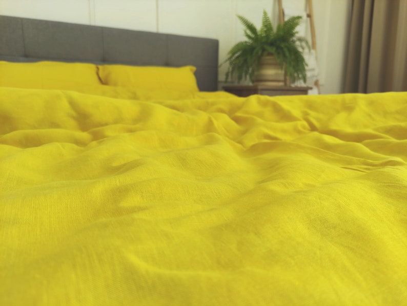 Linen Duvet Cover in Bright Yellow / Yellow Duvet Cover 2 Etsy
