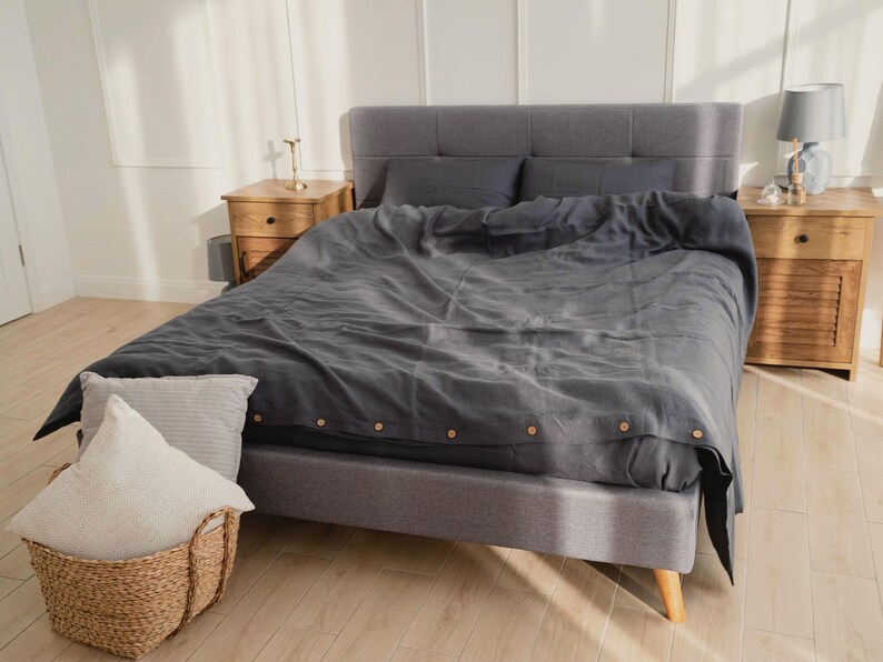 Linen Flat Sheet in Charcoal / Dark Grey Flat Sheet / 1 Linen Etsy