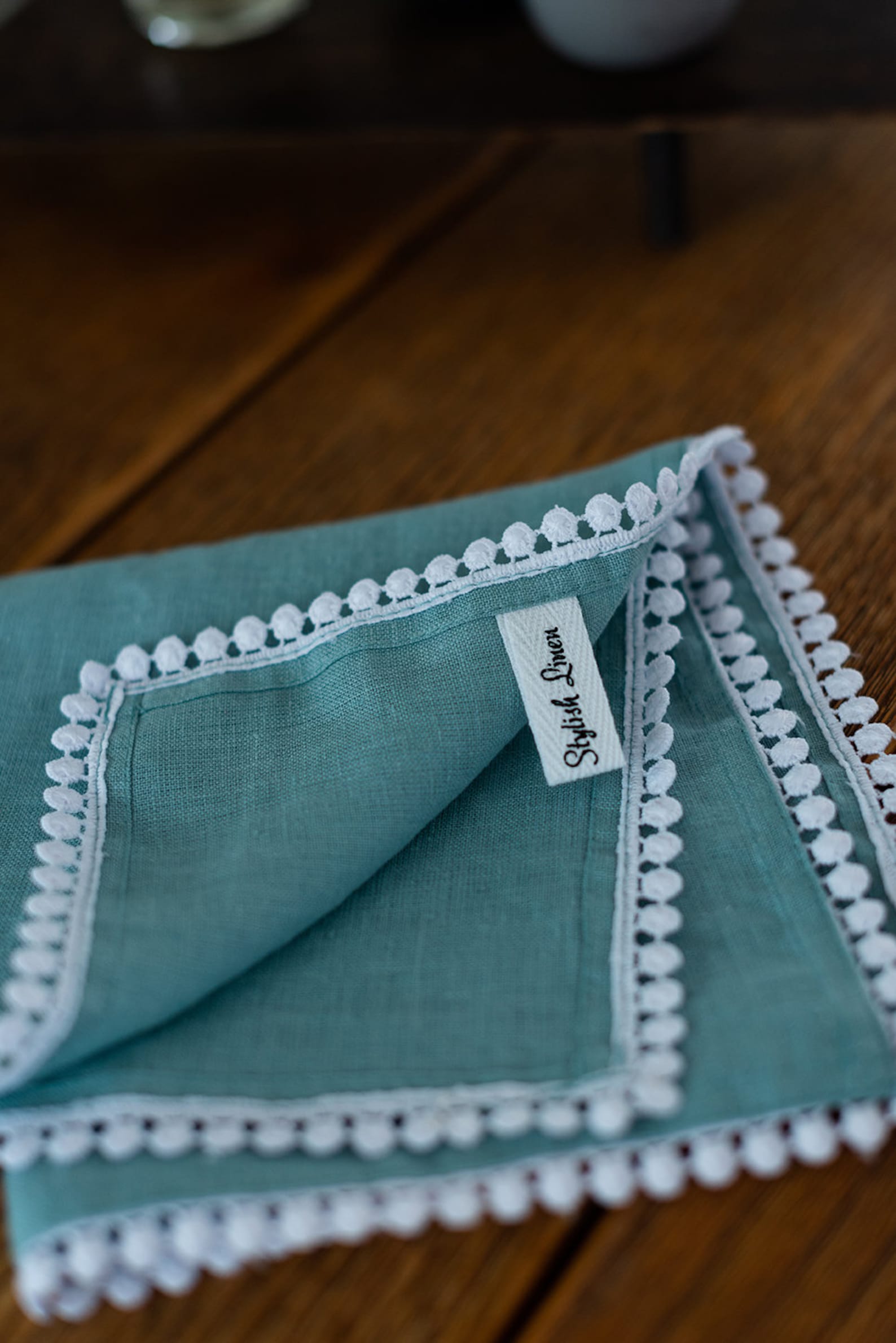 Linen Napkins 12x12 With Pom Pom Trim. Set of 2 Linen Etsy