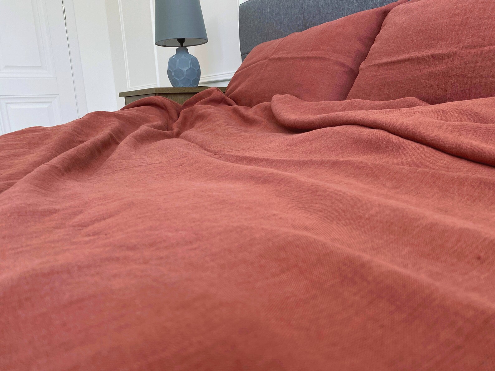 Linen Flat Sheet in Dark Terracotta / Terracotta Flat Sheet / Etsy UK