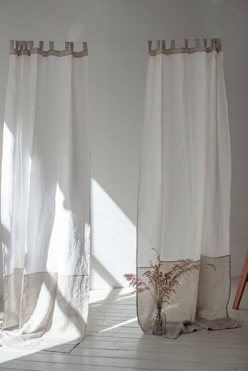 Tab top Linen Curtains in Two Colors. 1 Linen Curtain Panel. Etsy