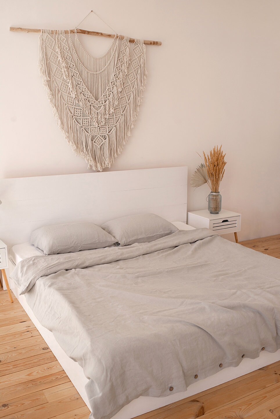 Light Gray Linen Duvet Cover in Twin Double Queen King Etsy