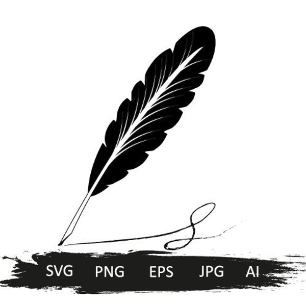 Quill SVG, Quill Pen Svg, Feather Svg, Quill Cut Files For Silhouette, Quill Pen Clipart, Writing Svg