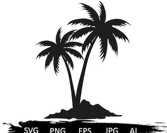 Palmeira svg, praia svg, verão svg, silhueta palmeiras svg, havaí svg, svg tropical, palmeiras de verão svg, camisa de verão svg, clipart de palmeira