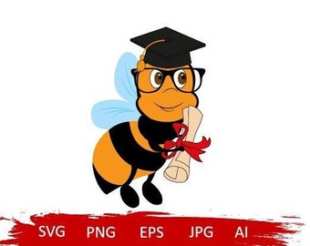 Honey svg, bee svg, honey bee svg, honeycomb svg, diploma svg, graduate hat svg, glasses svg, pollen svg, graduate svg, swarm svg.