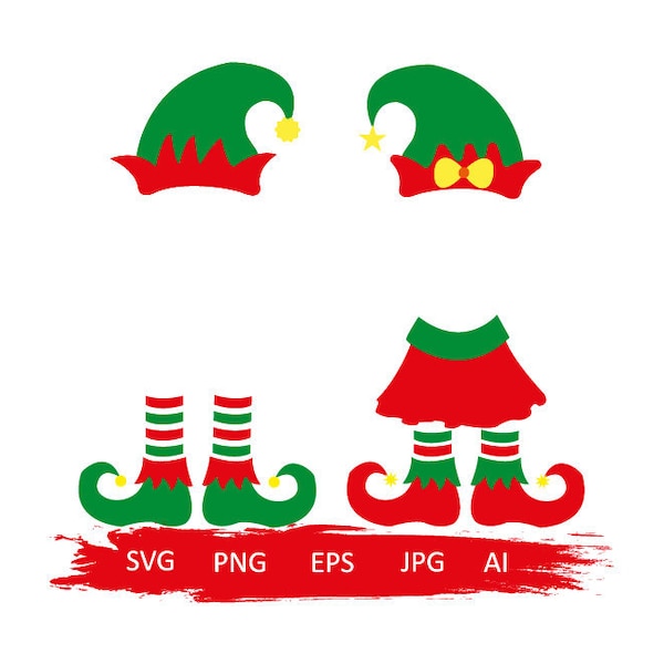 Svg lutin, Svg Noël lutins, Svg Noël pour enfants, Svg garçon elfe, Svg fille elfe, Svg monogramme elfe, Svg de chemise de Noël, Svg de chapeau de lutin, Clipart drôle de lutin