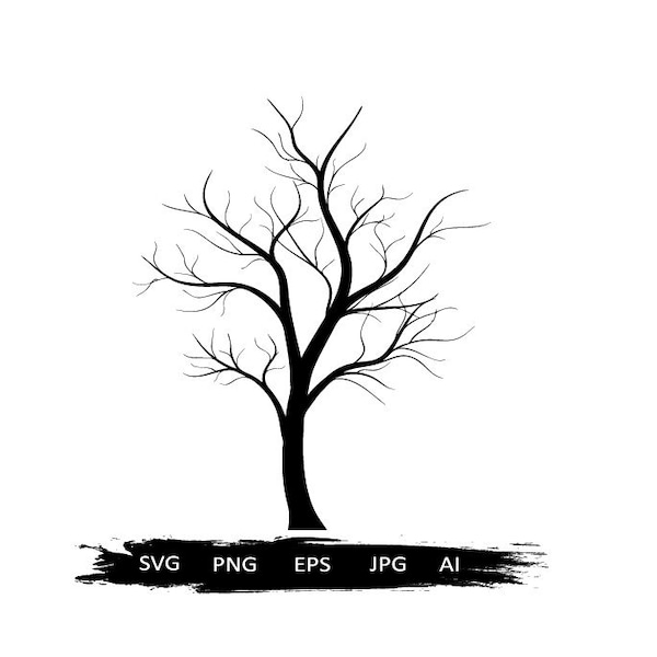 Bare tree svg, tree with no leaves, silhouette tree svg, winter tree svg, dead tree svg, bare tree png, bare branch svg, nature wood svg,png