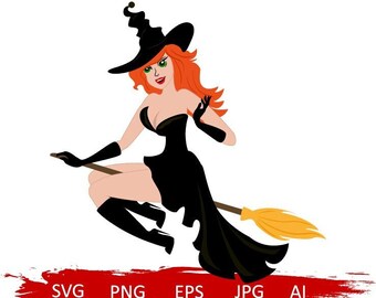 Halloween witch svg, sexy witch svg, girl with broom, witch svg, beautiful witch svg, witch clipart,witch cut file,witch svg files,witch png