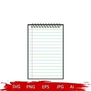 Notebook paper blank svg, spiral notebook svg, lined notebook svg, notepad svg, paper svg, office supply svg, journal svg, notebook clipart