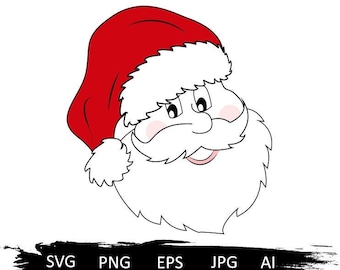 Navidad Santa Face svg, santa face svg, niños navidad svg, santa claus clipart, vintage santa svg, lindo santa svg, santa camisa svg, sombrero de santa