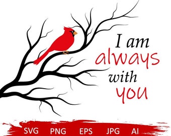 Erinnerung Kardinal svg, Ich bin immer bei dir svg, Erinnerung svg, Erinnerung svg,Kardinal svg,Kardinal auf Ast svg,Memorial png,roter Kardinal