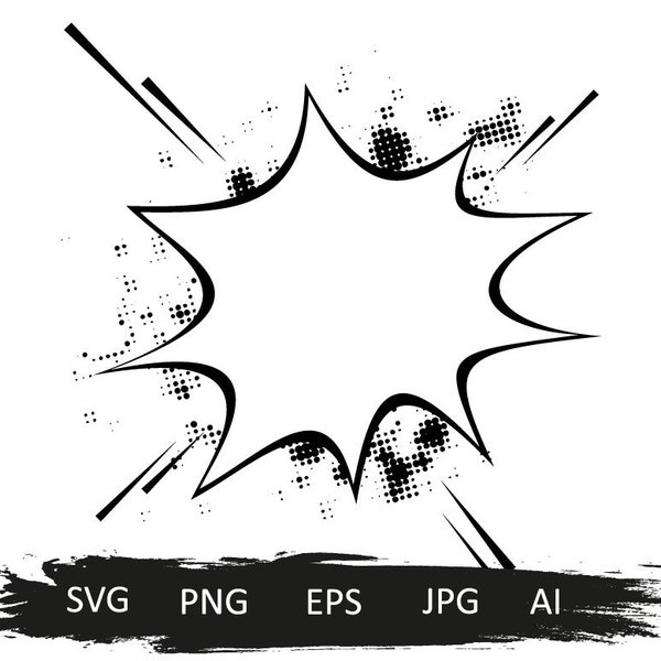 Comic Book SVG, Callout Bomb, Explosion Stars , Blast Smoke SVG, Explode Wick Boom, Cloud Design Element, Logo, Comic Silhouette SVG.