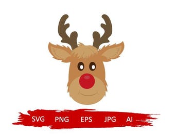 Reindeer Face SVG,Reindeer Clip Art,Reindeer Head Svg,Christmas SVG,reindeer svg,Xmas Reindeer, Cricut, Silhouette Cut File, little deer svg
