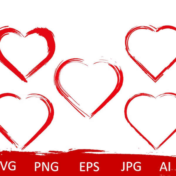 Bundel hart svg, harten png, doodle hart svg, verontrust hart svg, hand getekend hart svg, Valentijnsdag svg, schattig hart bestand, hart clipart