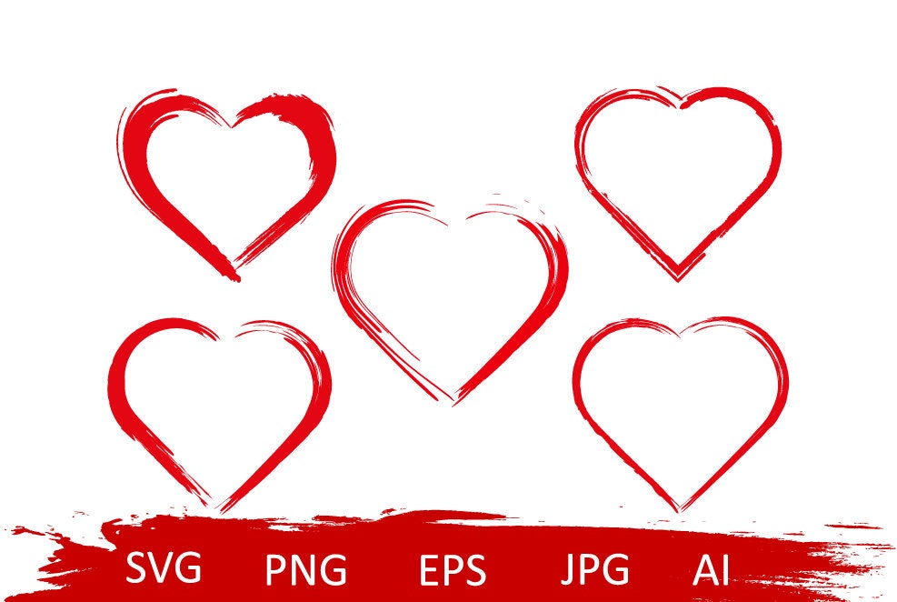 Bundle Heart Svg Hearts Png Doodle Heart Svg Distressed | Etsy