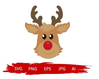 Xmas Reindeer,Reindeer Face SVG,Reindeer Clip Art,Reindeer Head Svg,Christmas SVG,reindeer svg, Cricut, Silhouette Cut File, little deer svg