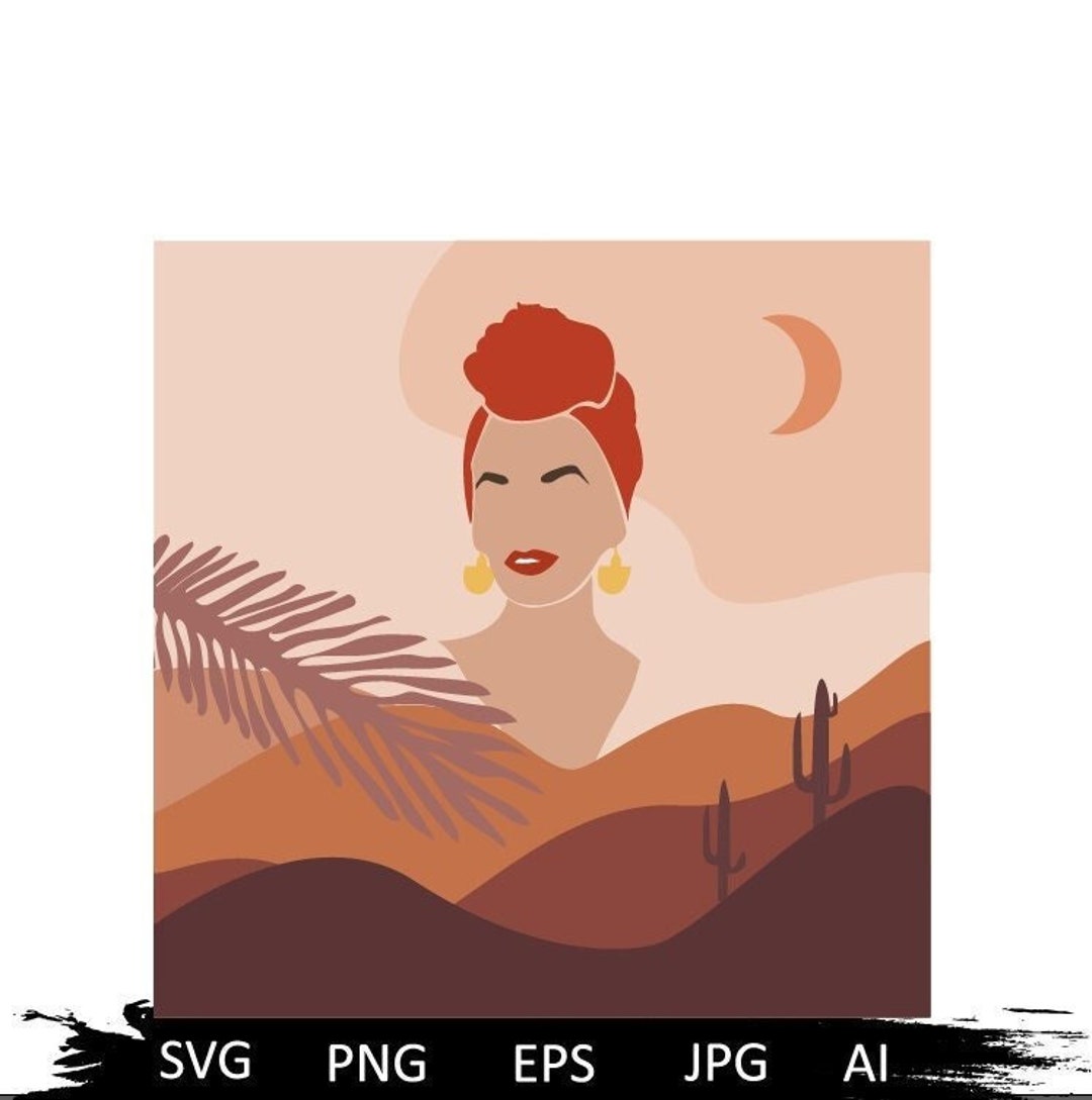 Abstract Black Woman Svg, Boho Svg, Feminine Print, Beautiful Black ...