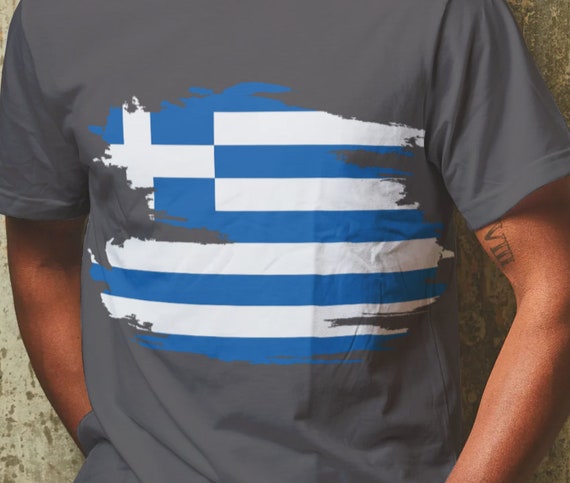 Laden Sie Flaggenkarte von Griechenland. Umrisse von Griechenland. Flagge  der griechischen Republik in blau…