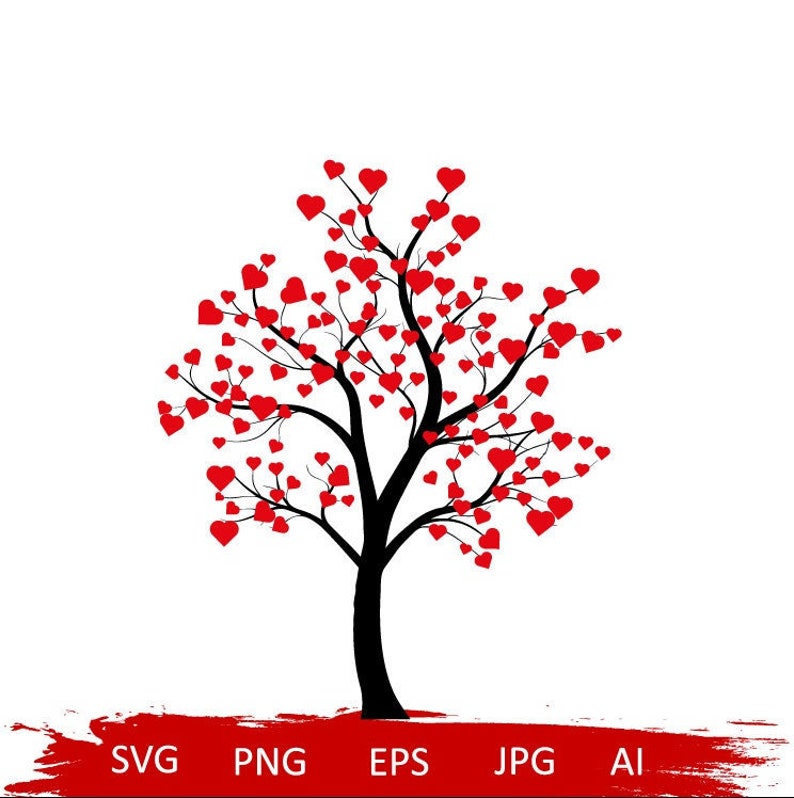 Tree With Heart Svgvalentine Tree Svglove Tree - Etsy