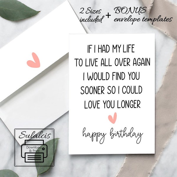 Romantic Birthday A2 A7 Card, Birthday Card For Girlfriend Wife,Romantic Birthday Card For Boyfriend or Girlfriend 4 File PDF,1 JPEG