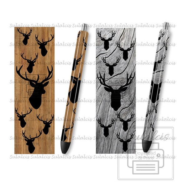 Deers Antlers Wood Pen Wrap Set 2 Png,Deer Head Pen Png,Bundle Deer Head Png,Father's Day Pen,Reindeer,Animal,Epoxy Pen Wrap,InkJoy Pens