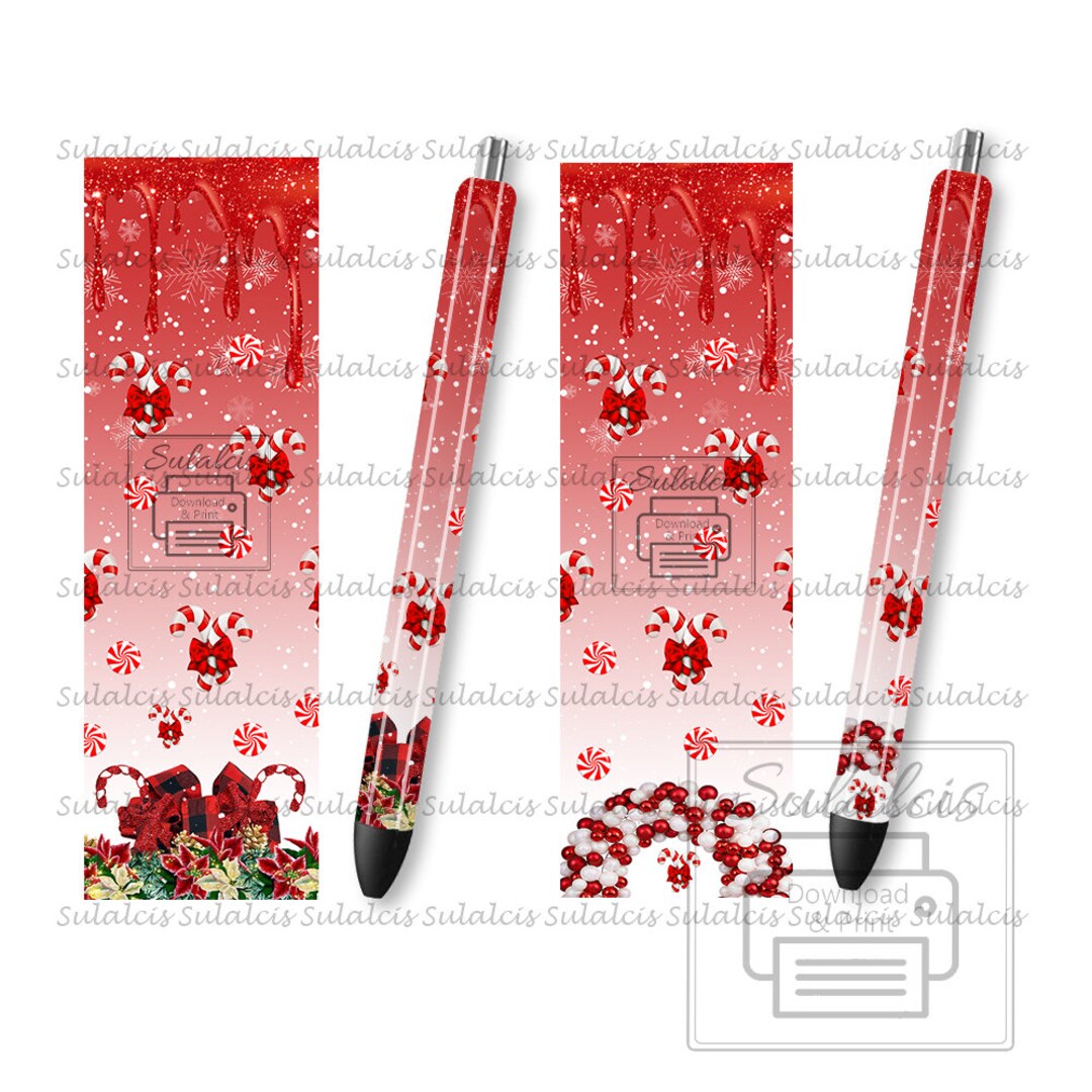 Candy Christmas Pen Set 2 Png,candy Cane Pen,christmas Pens,novelty