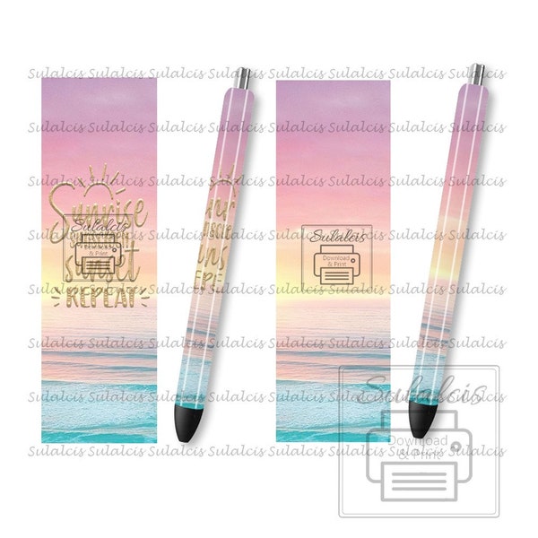 Pastel Beach Life Pen Wrap Set 2 Png,Sunrise Sunset Pen,Sunset Pattern,Sunset Pen,Beach Pen,Tourism Pen Png,InkJoy Pens