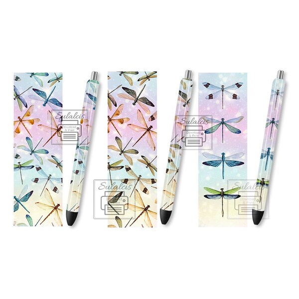 Dragonfly Pen Wrap Set 3 Png,Spring Pen Wraps,Butterfly Pen Wraps,Tie Dye Pen Png,Pen Wraps Dragonflies Digital,Epoxy Pen Wrap,InkJoy Pens