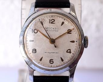 Vintage MOSCOW Mechanical Watch, Soviet USSR, 1960s Men's Watch