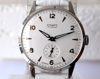 Vintage Soviet START Watch, Mechanical Mens Wristwatch, USSR 1960s