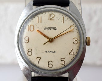 Vintage Wostok Wrist Watch: USSR Gold Plated Mechanical Watch