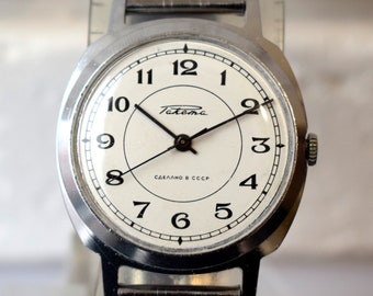 Vintage Raketa Mechanical Watch, Soviet USSR Stainless Steel Band
