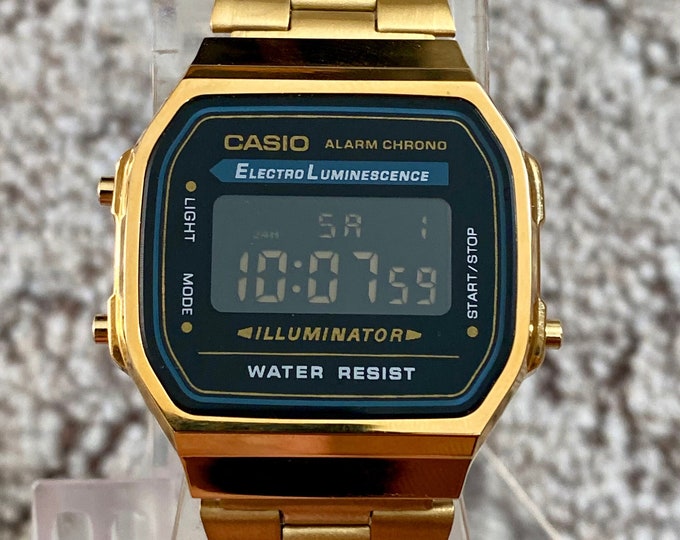 CASIO Gold/black A168WG Original Digital Illuminator Watch - Casio ...