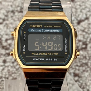 CASIO Black/Gold A168WG  Original Digital Illuminator Watch - Casio Alarm Chrono Watch, Water resist watch, Wristwatch, Christmas gift, fun