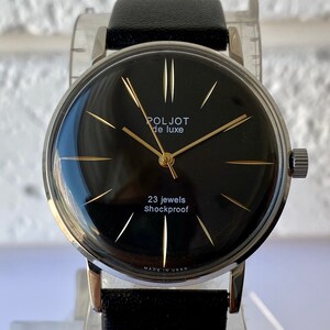 Poljot De Luxe 23 juwelen vintage mechanisch horloge, ultradunne Sovjet-USSR dresswatch, zilverkleurig minimalistisch uniseks polshorloge, zeldzaam horloge