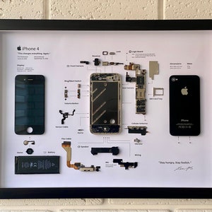 Framed iPhone 3 3gs 4 4s 5 6 7 8 X Disassembled Phone Wall Art Gifts for  Tech / Apple Lovers Grid Frame Studio 