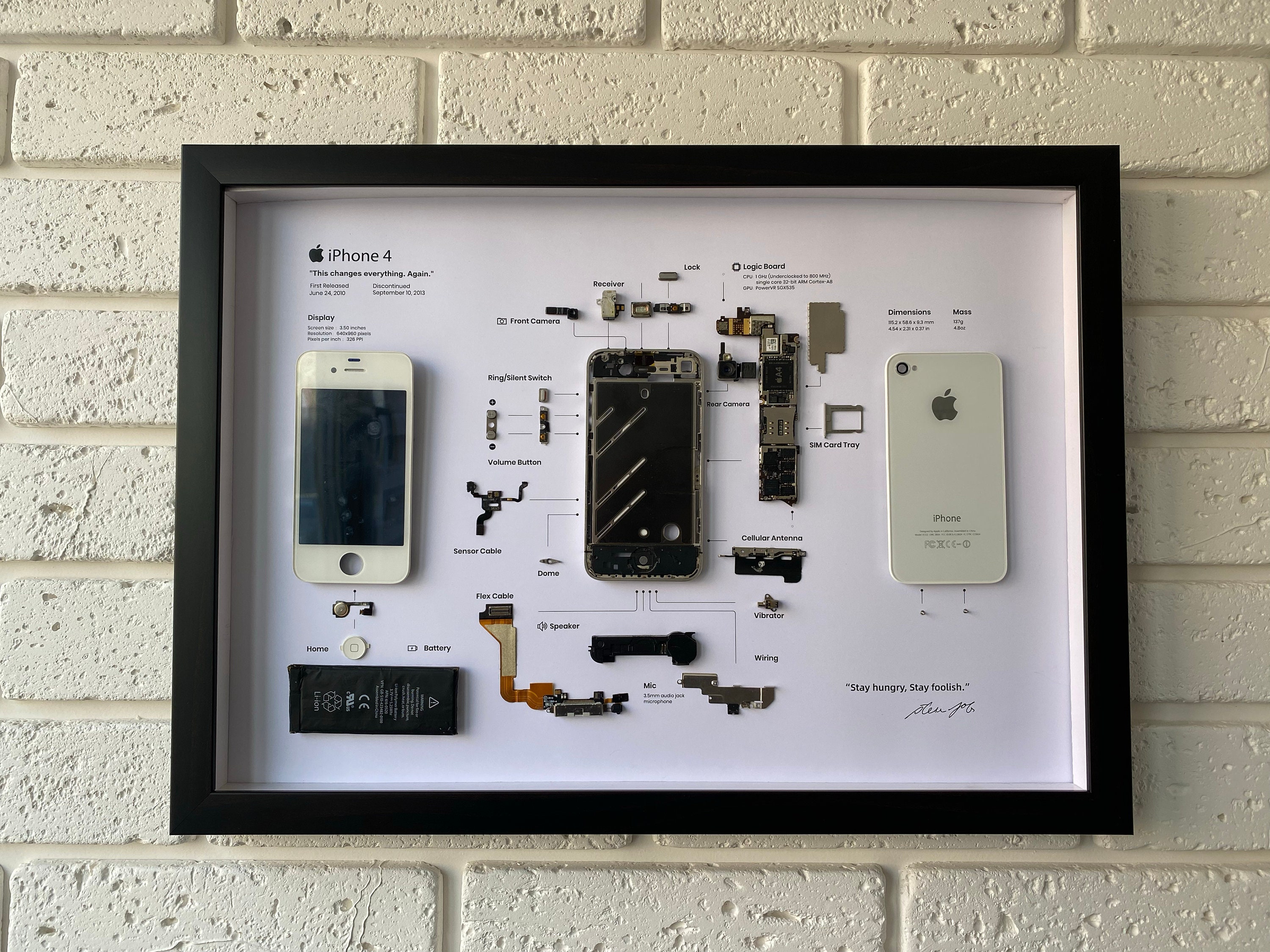 iPhone4s ホワイト 標本アート A3額縁 iPhone4s ホワイト 標本アート A3額縁