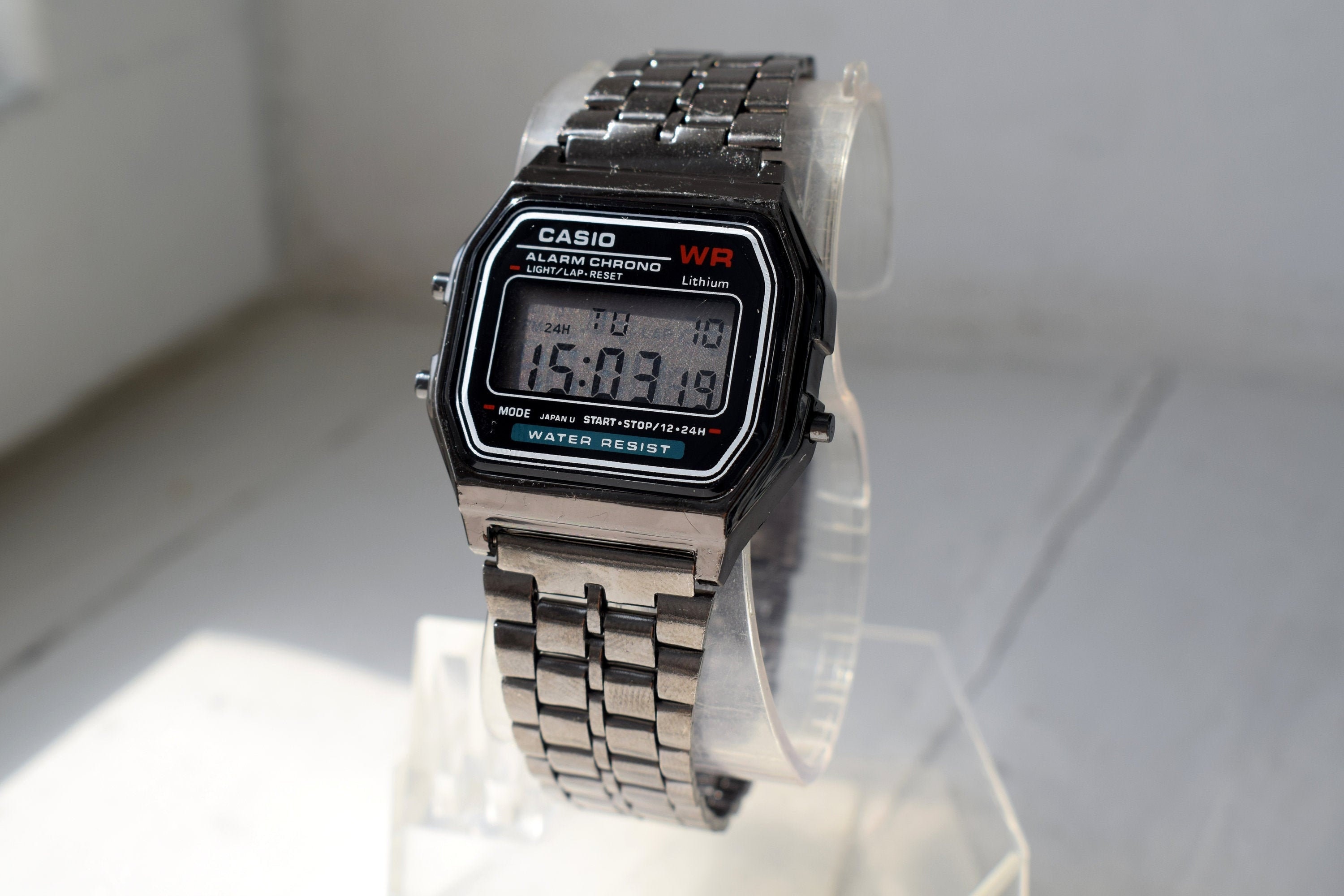 Replica of CASIO Metal Black A159W Digital Illuminator Watch | Etsy