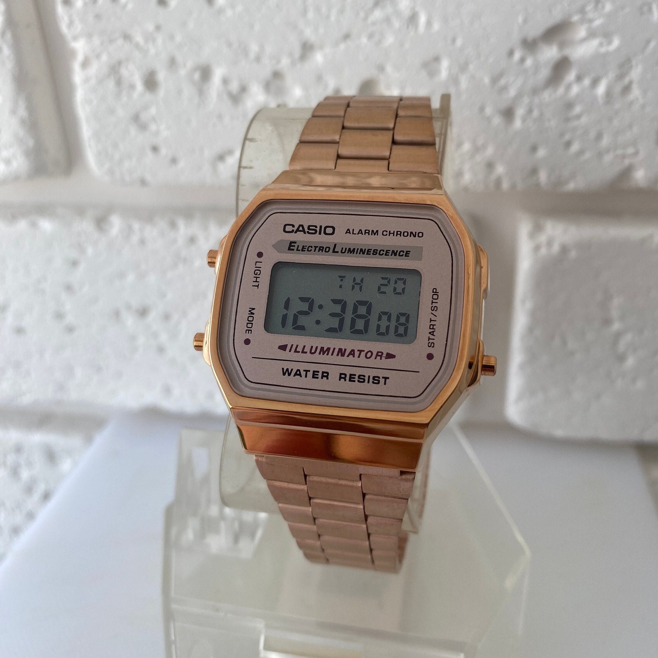 Buy CASIO Rose Gold A168WG Digital Illuminator Watch Casio Alarm Chrono  Watch, Water Resist Watch Unisex Wristwatch Japan Watch Christmas Gift  Online in India - Etsy