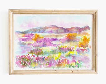 Southwest Desert Sunset Watercolor Art Print: Anza Borrego Wall Art (Digital Download)