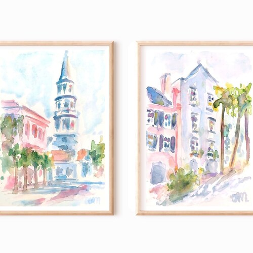 Set of 6 Charleston South Carolina Watercolor Prints Ukrainian - Etsy