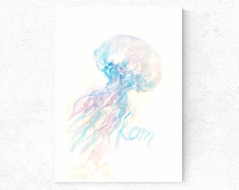 Pastel Jellyfish Watercolor Print: Coastal Nursery Wall Art (Digital Download)
