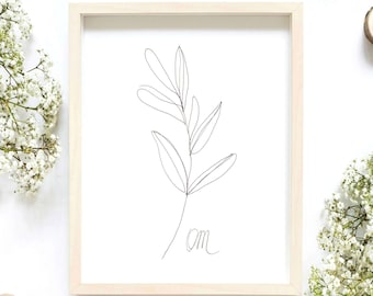 Minimalist Olive Branch Line Art Print: Botanical Drawing (Digital Download)